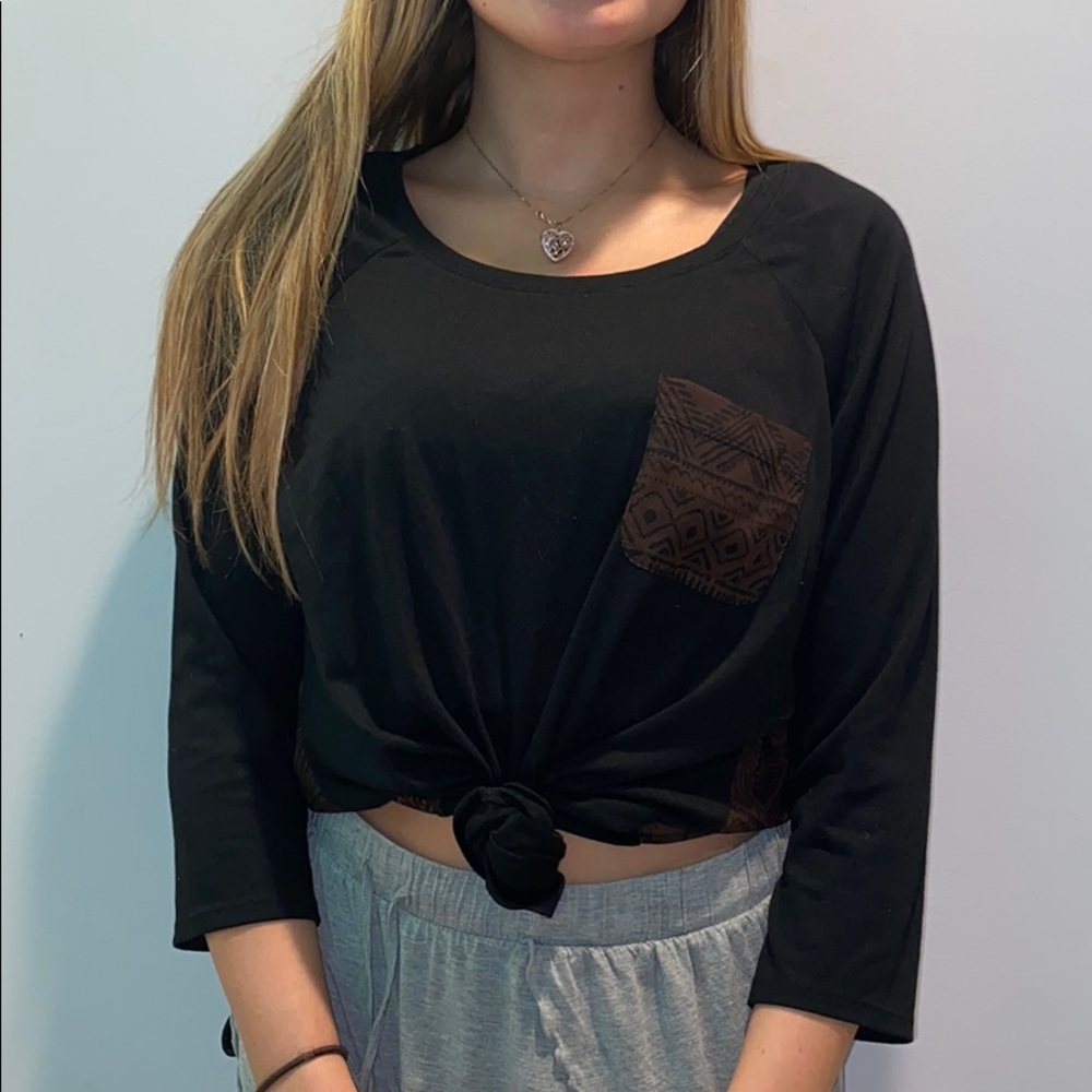 Contrast 3/4 Sleeve Tee